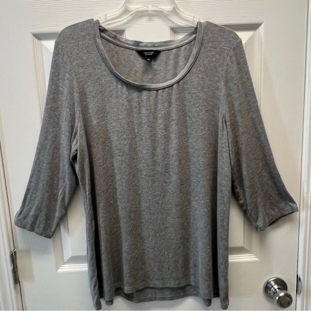 Simply Vera Vera Wang Gray 3/4 quarter sleeve shirt size XL